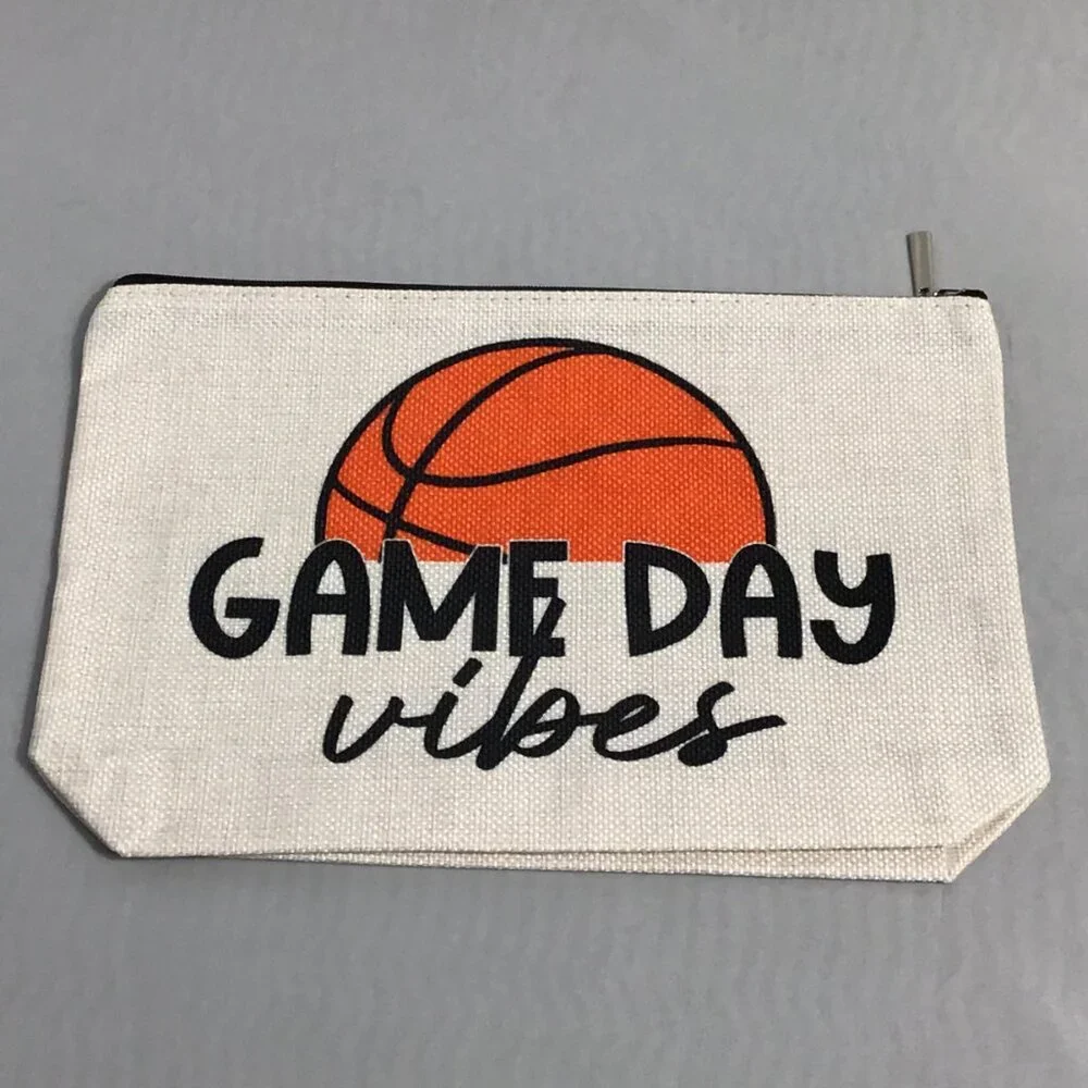 Canvas Cosmetic Bag, Girl Accessories, Pouch Organizer Game Day Vibes